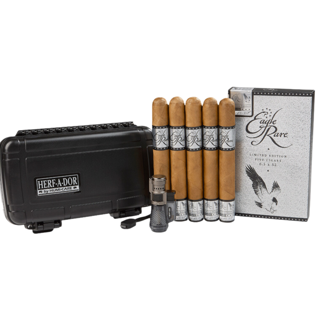 Eagle Rare Travel Humidor Combo - 5 Cigars & Torch Lighter